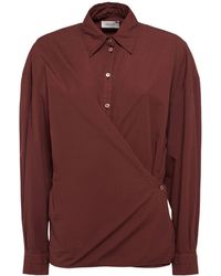Lemaire - Straight Collar Twisted Cotton Shirt - Lyst
