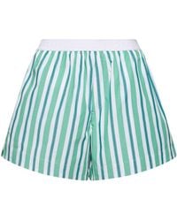 Ganni - Striped Cotton Elasticated Shorts - Lyst