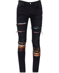 amiri 15cm patchwork cotton denim jeans