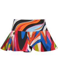 Emilio Pucci - Silk Crepe Printed Frill Mini Skirt - Lyst