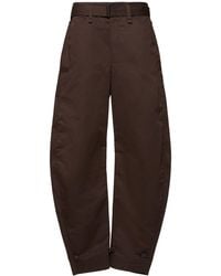 Lemaire - Cotton Blend Twill Wide Leg Pants Dark - Lyst