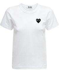 COMME DES GARÇONS PLAY - Embroidered Heart Cotton T-shirt - Lyst