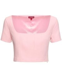 STAUD - Anya Short Sleeve Crop Top - Lyst