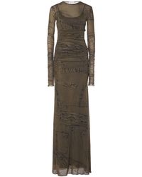 Blumarine - Printed Stretch Tech Long Dress - Lyst