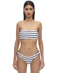 Eberjey Retro Striped Rib Bandeau Bikini Top - Weiß