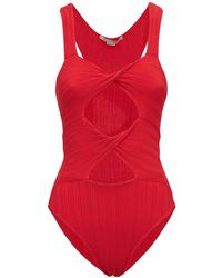 Stella McCartney Synthetic Cut‐out Knit Bodysuit in Coral Red Womens Clothing Lingerie Bodysuits Red 