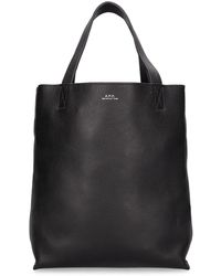 A.P.C. - Logo Small Leather Tote Bag - Lyst