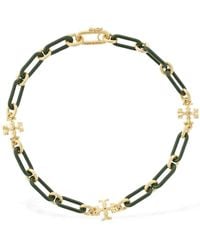 Tory Burch Roxanne Short Enamel Chain Necklace - Metallic