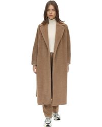 Max Mara Long Belted Alpaca & Virgin Wool Coat - Natural