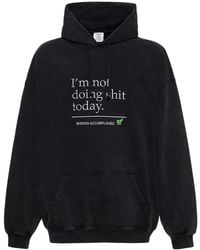 Vetements - Not Doing Shit Embroidered Cotton Hoodie - Lyst