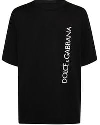 Dolce & Gabbana - Kurzarm-T-Shirt Mit Vertikalem Logoprint - Lyst