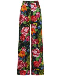 Dolce & Gabbana Seide Hose mit weitem Bein aus Seiden-Twill Damen Bekleidung Hosen und Chinos Ausgestellte und Palazzo Hosen 