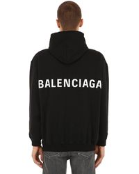 Balenciaga Felpa In Cotone Con Cappuccio - Nero