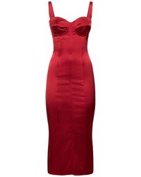 Dolce & Gabbana - Satin Bustier Midi Dress - Lyst