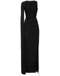 Del Core - Draped Fluid Viscose Jersey Long Dress - Lyst