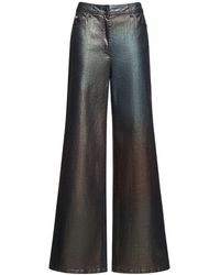 Alberta Ferretti - Metallic Denim High Rise Wide Jeans - Lyst