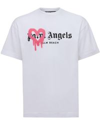 Palm Angels Palm Beach Heart Spray Cotton T-shirt - White