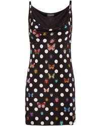 Versace - Dua Lipa Printed Shiny Jersey Mini Dress - Lyst