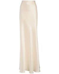 Ralph Lauren Collection Stretch Silk Satin Long Skirt - White