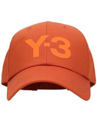 Y-3 Baumwolle Baseballkappe Aus Baumwolltwill Mit Logopatch in Orange für Herren Caps & Mützen Herren Accessoires Hüte 