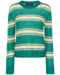 DSquared² - Striped Mohair Blend Crewneck Sweater - Lyst