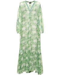 Giorgio Armani - Printed Silk Georgette Kaftan Dress - Lyst