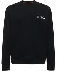 Zegna - Sweat-shirt en coton à col rond - Lyst