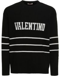 Valentino - Strickpullover Aus Wolle Mit Logo - Lyst