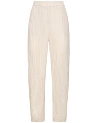 Giorgio Armani - Cotton Blend Striped High Rise Pants - Lyst