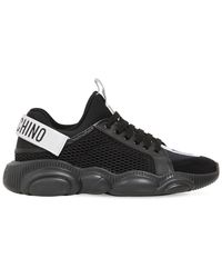 Moschino Mesh & Leather Trainers W/teddy Sole - Black