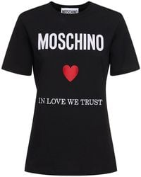 Moschino - Camiseta de jersey de algodón con logo - Lyst