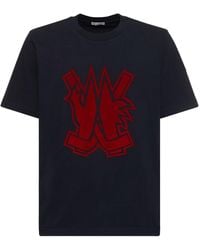 Moncler - T-shirt Aus Baumwolle Mit Logopatch - Lyst