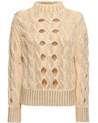 Ermanno Scervino - Cotton Blend Openwork Sweater - Lyst