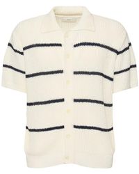 DUNST - Stripe Knit Collared Polo - Lyst