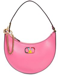 Valentino Garavani Mini Vlogo Multicolour Leather Hobo Bag - Pink