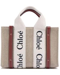 Chloé - Mini Woody キャンバストップハンドルバッグ - Lyst