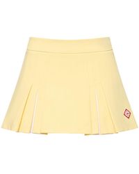 Casablancabrand - Stretch Twill Pleated Mini Skirt - Lyst