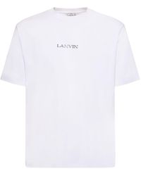 Lanvin - Logo Embroidery Oversized Cotton T-shirt - Lyst