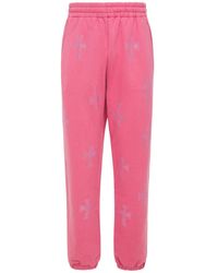 Unknown Crystal Cross Cotton Joggers - Pink