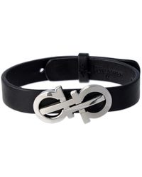 Ferragamo Gancio Link Leather Belt Bracelet - Schwarz
