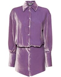 The Attico - Robe chemise courte en velours silvye - Lyst