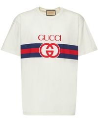 Gucci - T-shirt In Cotone Con Incrocio GG - Lyst