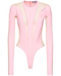 Mugler - Body lvr exclusive in jersey e tulle - Lyst