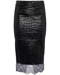 Tom Ford - Lvr Exclusive Emboss Leather Midi Skirt - Lyst