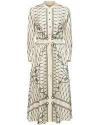 Tory Burch - Printed Silk Long Shirt Dress - Lyst