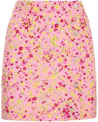 ROTATE BIRGER CHRISTENSEN - Floral Print Jacquard Mini Skirt - Lyst