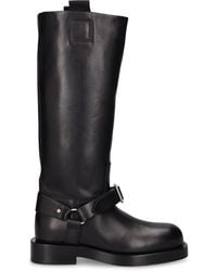 Burberry - 30mm Saddle Tall Leather Boots - Lyst