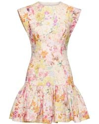 Zimmermann - Harmony Ruffled Linen Mini Dress - Lyst
