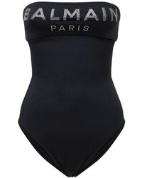 Balmain Logo Stretch Tech Swimsuit - Black