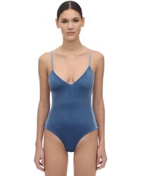 Albertine Costume Intero "Lacanau" In Velluto - Blu